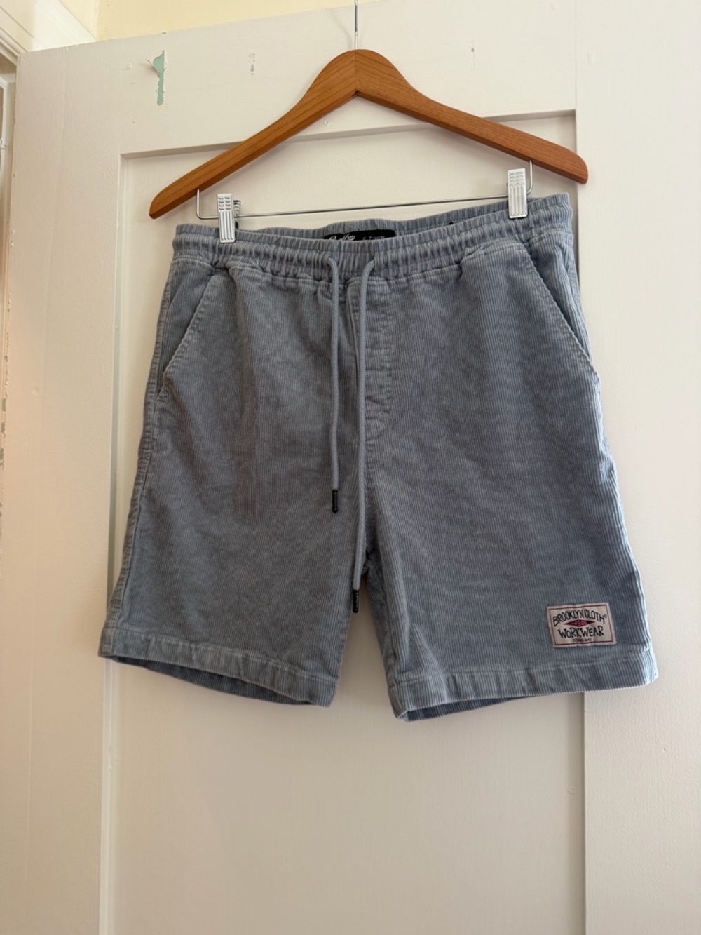 Gray Blue Corduroy Drawstring Men’s Shorts